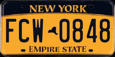 NY license plate FCW0848