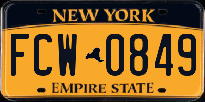 NY license plate FCW0849