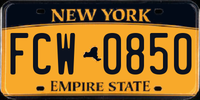 NY license plate FCW0850