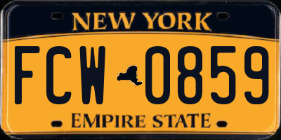 NY license plate FCW0859