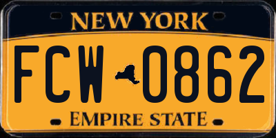 NY license plate FCW0862