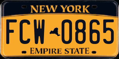 NY license plate FCW0865