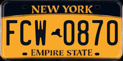 NY license plate FCW0870