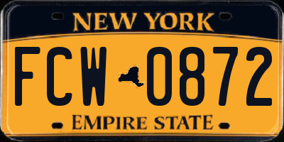 NY license plate FCW0872