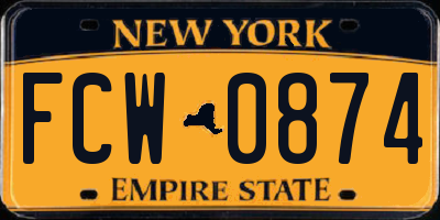 NY license plate FCW0874