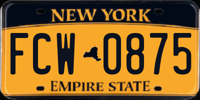 NY license plate FCW0875