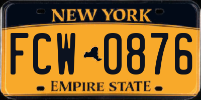 NY license plate FCW0876