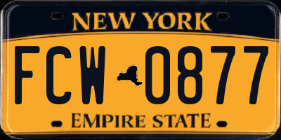 NY license plate FCW0877
