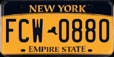 NY license plate FCW0880