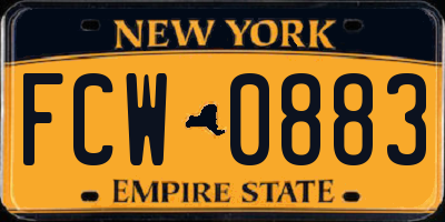 NY license plate FCW0883