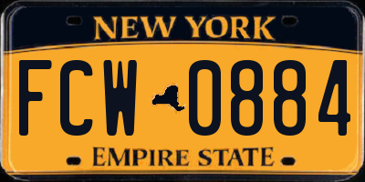 NY license plate FCW0884