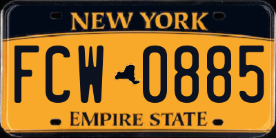 NY license plate FCW0885