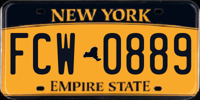 NY license plate FCW0889