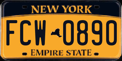 NY license plate FCW0890