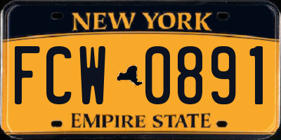 NY license plate FCW0891