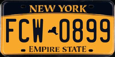 NY license plate FCW0899