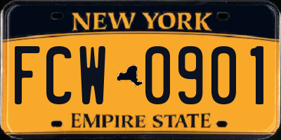 NY license plate FCW0901