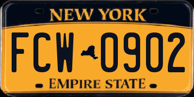 NY license plate FCW0902