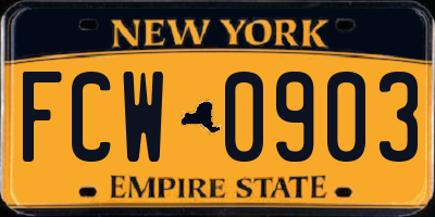 NY license plate FCW0903