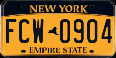 NY license plate FCW0904