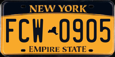 NY license plate FCW0905