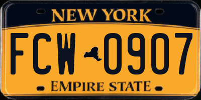 NY license plate FCW0907