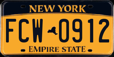 NY license plate FCW0912