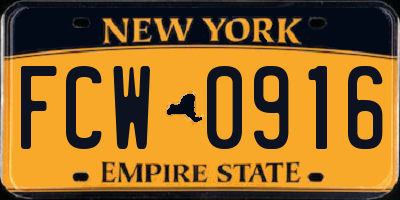 NY license plate FCW0916