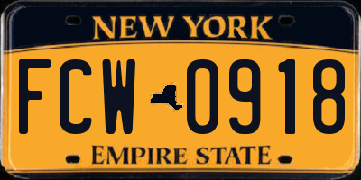 NY license plate FCW0918
