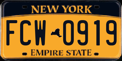 NY license plate FCW0919