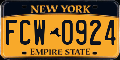 NY license plate FCW0924