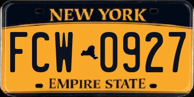 NY license plate FCW0927