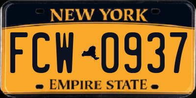 NY license plate FCW0937