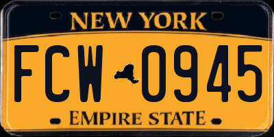 NY license plate FCW0945