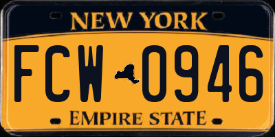 NY license plate FCW0946