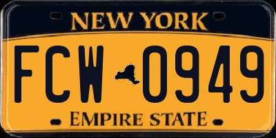 NY license plate FCW0949