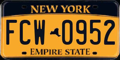 NY license plate FCW0952