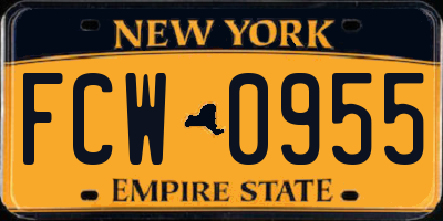 NY license plate FCW0955