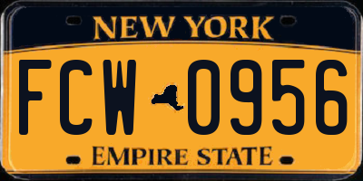 NY license plate FCW0956
