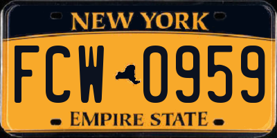 NY license plate FCW0959