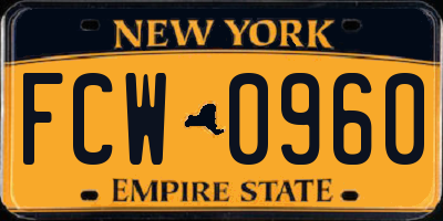 NY license plate FCW0960