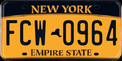 NY license plate FCW0964