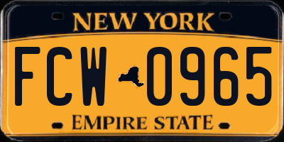 NY license plate FCW0965