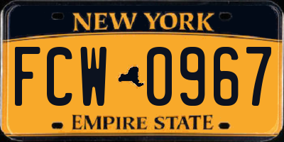 NY license plate FCW0967