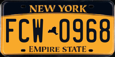 NY license plate FCW0968