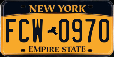 NY license plate FCW0970