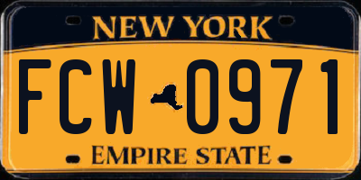 NY license plate FCW0971