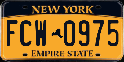 NY license plate FCW0975