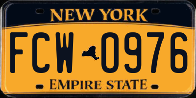 NY license plate FCW0976