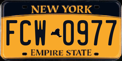 NY license plate FCW0977